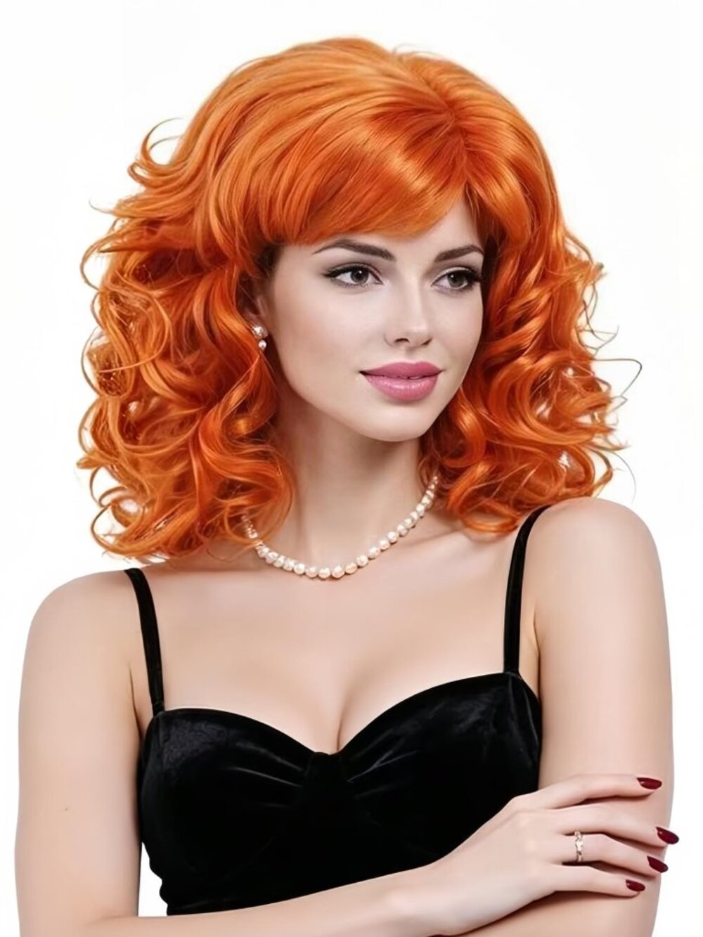 NJJYXH 16 Inches Vintage Ginger Wigs for Women Long Copper Red Wavy Synthetic